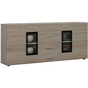 Sideboard tremona Anrichte 170 cm mit led, 2 Türen 4 Schubladen Eiche Sonoma - Furnix