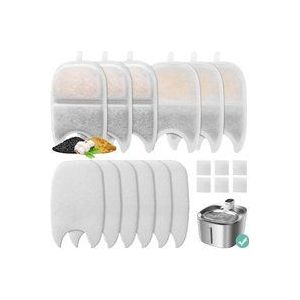 6er-Set Ersatzfilter und Schwämme für 4 l Wildwasserbrunnen, Katzenwasserbrunnenfilter, Dreifach-Filtration, Haustierbrunnenfilter, Ersatzfilter für