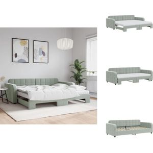 Vidaxl - Tagesbett Ausziehbar mit Matratzen Hellgrau 90x200 cm Samt - Ausziehbares Tagesbett - Ausziehbare Tagesbetten - Schlafbett - Gästebett