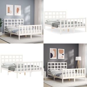 Vidaxl - Massivholzbett mit Kopfteil Weiß - Holzbett - Kiefernholzbett - Massives Holzbett - Weißes Bett - Single Bett - Home & Living