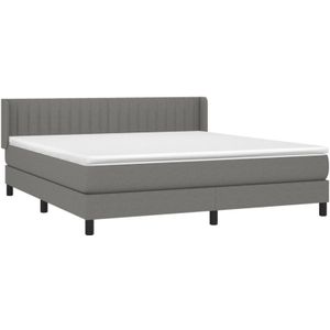 Vidaxl - Boxspringbett mit Matratze Dunkelgrau 160x200 cm Stoff