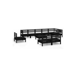 Vidaxl - 10-tlg. Garten-Lounge-Set Massivholz Kiefer Schwarz