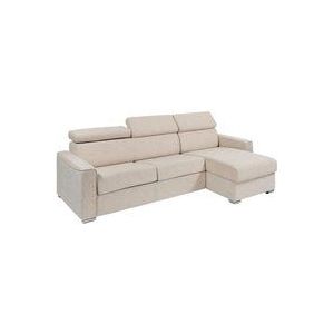 Vente-unique - Ecksofa mit Matratze - Ecke wechselbar - Stoff - Beige - Liegefläche 160 cm - Matratze 22 cm - Memory Schaum - vizir
