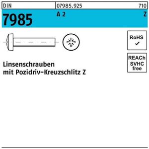 Linsenschraube din 7985 m.Kreuzschlitz-PZ m 8 x 55 -z a 2