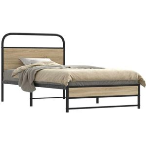 Bettgestell ohne Matratze 90x200 cm Räuchereiche Holzwerkstoff