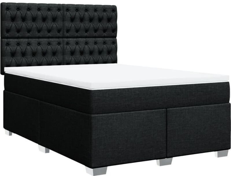 Vidaxl - Boxspringbett mit Matratze Schwarz 140x190 cm Stoff