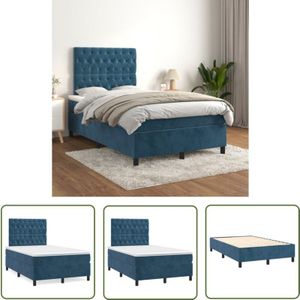 Bonnevie - The Living Store Boxspringbett mit Matratze Dunkelblau 120x200 cm Samt - Samtbett - Boxspringbett - Doppelbett - Bettenrahmen - Luxusbett