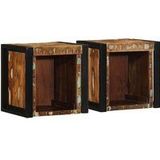 Nachttische 2 Stk. Mehrfarbig 40x35x40 cm Altholz Massivholz Vidaxl