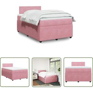 VidaXL Boxspringbett mit Matratze Rosa 120x200 cm Samt