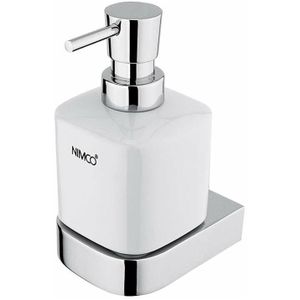 Nikau - Keramischer Seifenspender mit Halter, 250 ml, Weiß/Chrom nk 30031K-T-26 - Nimco