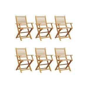 Vidaxl - Gartenstühle 6 Stk. Klappbar Beige Massivholz Akazie