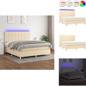 Vidaxl - Boxspringbett mit Matratze & led Creme 180x200 cm Stoff - Boxspringbett - Betten - Schlafräume - Cremefarbenes Bett - Lattenrost