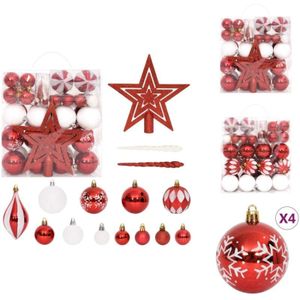 Vidaxl - Weihnachtsbaumschmuck - Living 64-tlg. Weihnachtskugel-Set Rot und Weiß - Rot