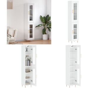 Vidaxl - Highboard Hochglanz-Weiß 34,5x34x180 cm Holzwerkstoff - Hochschrank - Wohnwand - Aufbewahrung - Sideboard - Vitrine - Home & Living