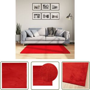 The Living Store - Teppich oviedo Kurzflor Rot 120x120 cm - Kuscheldecke - Kurzflorteppich - Wohnraumteppich - Kinderzimmerteppich - Badezimmerteppich