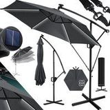 Alu Ampelschirm led Solar + Abdeckung mit Kurbelvorrichtung UV-Schutz Aluminium mit An-/Ausschalter Wasserabweisend – Sonnen-Schirm 350cm / Anthrazit
