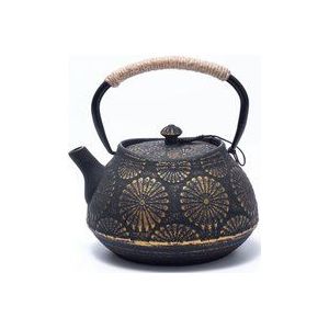 Teekanne aus Gusseisen, japanische Teekanne mit Teesieb für losen Tee, großes Fassungsvermögen 1200 ml, Teekessel im Sakura-Design für den Herd,
