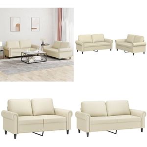 Vidaxl - 2-tlg. Sofagarnitur mit Kissen Creme Kunstleder - Couch - Sofa Garnitur - Wohnlandschaft - Creme Sofa - Lederlook Sofa - Home & Living