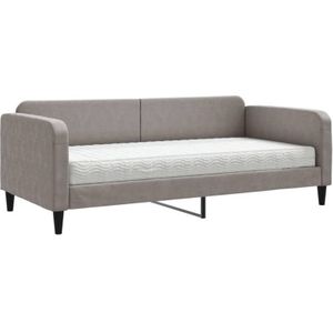 Tagesbett mit Matratze Taupe 90x200 cm Stoff Vidaxl