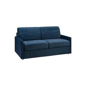 Vente-unique - Schlafsofa 3-Sitzer - Liegefläche mit Lattenrost mit breiten Latten: 140 cm - Matratze: 14 cm - Samt - Dunkelblau - calife