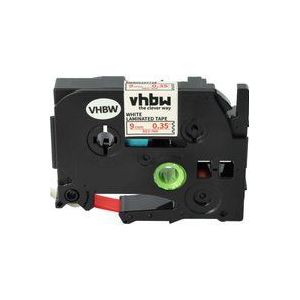 1x Schriftband-Kassette kompatibel mit Brother pt 2100VP, 2400, 220, 2030VP, 2420PC, 210E, 2400E Etiketten-Drucker 8m x 9mm Rot auf Weiß - Vhbw