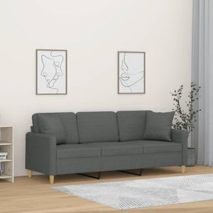Torana - 3-Sitzer-Sofa mit Zierkissen Dunkelgrau 180 cm Stoff