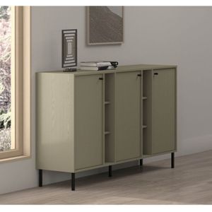 Kommode Tonkin 823 Sideboard mit drei Türen und Metallbeine Grün - Furnix