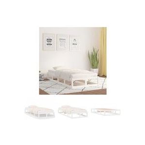 The Living Store Massivholzbett Weiß 100x200 cm - Holzbett - Singlebett - Kiefernholzbett - Weißes Bett - Massivholzbette