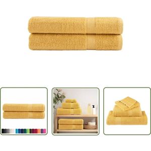 The Living Store - Premium-Handtücher solund 2 Stk. Gold 100x200 cm 600 g/m² - Baumwolle - Handtücher - Badezimmertextilien - Strandtuch - Badetuch