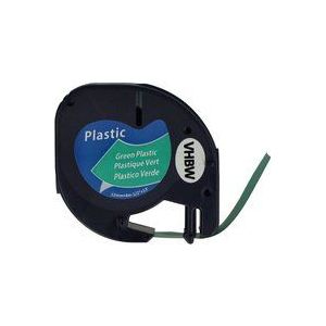 Schriftband-Kassette Plastik kompatibel mit Dymo LetraTag xm, QX50, Plus LT-100H, xr Etiketten-Drucker 12mm Schwarz auf Grün, Kunststoff - Vhbw
