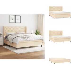 Vidaxl - Boxspringbett mit Matratze Creme 180x200 cm Stoff - Boxspringbett - Doppelbett - Cremefarbenes Bett - Bettrahmen - Lattenrost