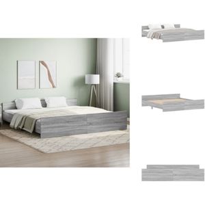 Bettgestell mit Kopf- und Fußteil Grau Sonoma 200x200 cm - Doppelbett - Bettkasten - Massivholzbette - Holzbettrahmen - Grau