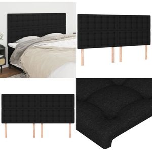Vidaxl - Kopfteile 4 Stk. Schwarz 100x5x78/88 cm Stoff - Bettkopfteile - Kopfteil Schwarz - Betthaupt - Lattenrost - Bettgestell - Home & Living