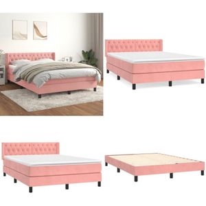 Vidaxl - Boxspringbett mit Matratze Rosa 140x190 cm Samt - Samtbett - Boxspringbett - Doppelbett - Rosa Bett - Schlafzimmermöbel - Home & Living