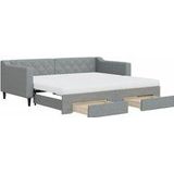 Tagesbett Ausziehbar mit Schubladen Hellgrau 90x190 cm Stoff vidaXL