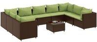 Vidaxl - 10-tlg. Garten-Lounge-Set mit Kissen Braun Poly Rattan