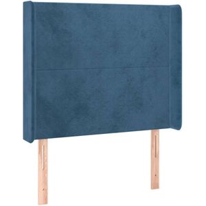 Kopfteil mit Ohren Dunkelblau 93x16x118/128 cm Samt Vidaxl