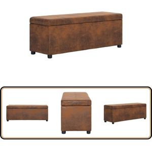 Vidaxl - Bank mit Staufach 116 cm Braun Wildleder-Optik - Sitzbank - Wohnzimmer Dekoration - Aufbewahrungsbox - Möbel - Wildleder Optik