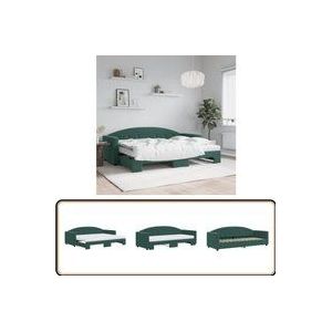Vidaxl - Tagesbett Ausziehbar mit Matratzen Dunkelgrün 80x200 cm Samt - Sofa - Schlafsofa - Gästebett - Tagesbett - Samtsofa