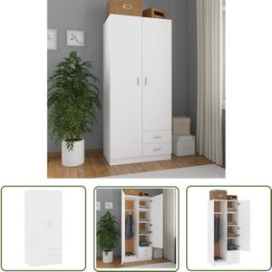 Kleiderschrank Weiß 80x52x180 cm Holzwerkstoff - Schreibtisch - Garderobe - Kommode - Möbelstück - Wohnzimmer - The Living Store
