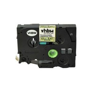 Vhbw - Schriftband-Kassette kompatibel mit Brother P-Touch 2310, 2400, 2400E, 2400ECC, 2410 Etiketten-Drucker 12mm Schwarz auf Gelb (Glitter)