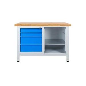 Werkbank Werktisch Premium mit 4 Schubladen, b 1200 x t 600 x h 840 mm - ADB