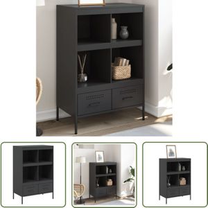 Highboard Schwarz 68x39x101,5 cm Stahl - Industrielles Design - Sideboard - Hochboard - Regal - Aufbewahrung - The Living Store