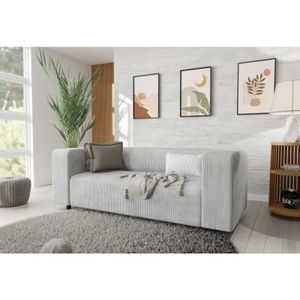 S-style Möbel - Jesper - Modernes Sofa 2 sitzer aus Hellgrau Cord-Stoff mit bequemem Sitz