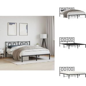 Vidaxl - Bettgestell mit Kopfteil Metall Schwarz 150x200 cm - Metallbettfundament - Schwarzes Bettgestell - Boxspringrahmen - Doppelbett - Bettrahmen