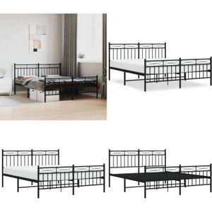 Vidaxl - Metallbett ohne Matratze mit Fußteil Schwarz 160x200 cm - Metallbett - Doppelbett - Boxspringbetten - Bettgestell - Schlafraum - Home &