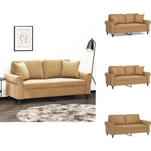 Vidaxl - 2-Sitzer-Sofa mit Zierkissen Braun 140 cm Samt - Samtsofa - 2-Sitzer Sofa - Wohnzimmersofa - Gemütliches Sofa - Couchtisch