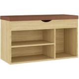 Jinlefu - Schuhbank mit Kissen Sonoma-Eiche 80x30x47 cm Holzwerkstoff vidaXL