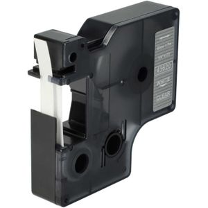 vhbw Schriftband-Kassette kompatibel mit Dymo LabelManager PC II Etiketten-Drucker 6mm Weiß auf Transparent