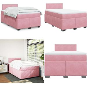 vidaXL Boxspringbett mit Matratze Rosa 120x190 cm Samt